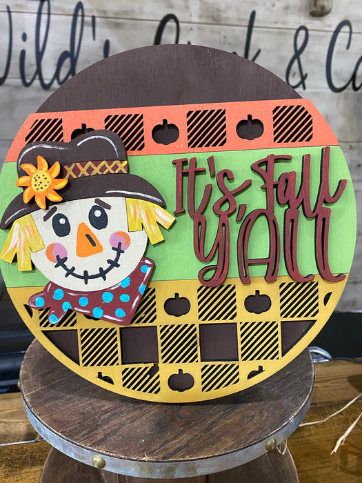10" STACKED It's Fall Y'all Scarecrow SIGN