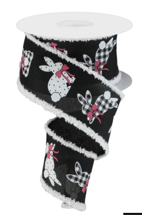 2.5” x 10 yd Bunnies on Royal with Drift edge