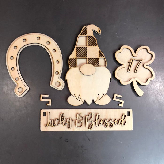 Lucky & Blessed Cutouts for Wagon Shelf Sitter (UNPAINTED)