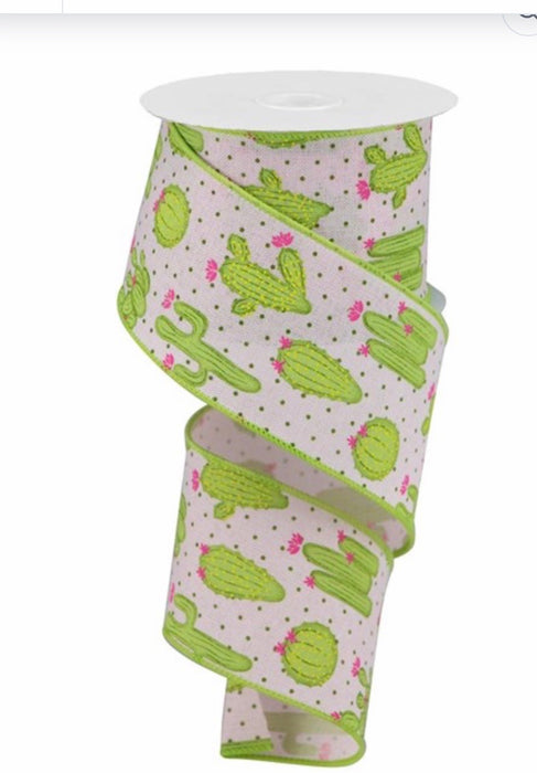 2.5 x 10 yd Light Pink/Cactus on Royal