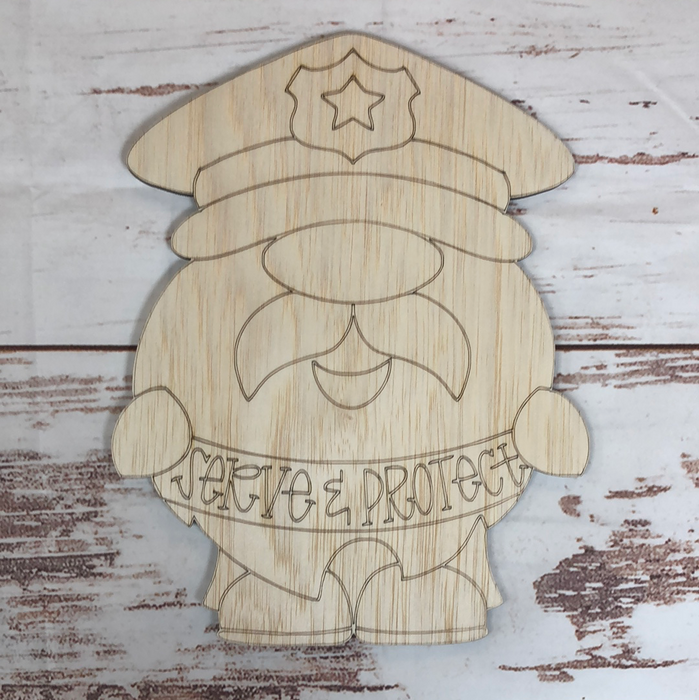 Police Gnome Wreath Size Sign with Paint Lines