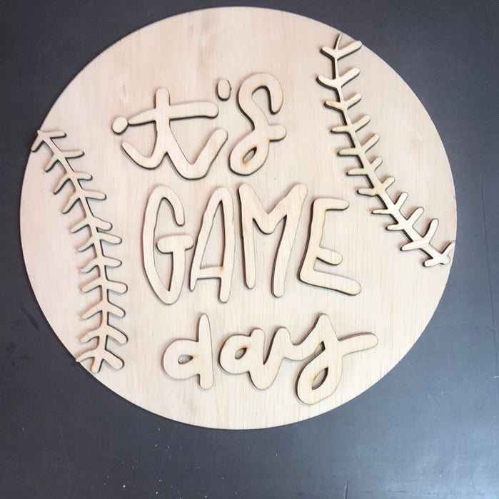 3D Baseball It's Game Day Wreath Size