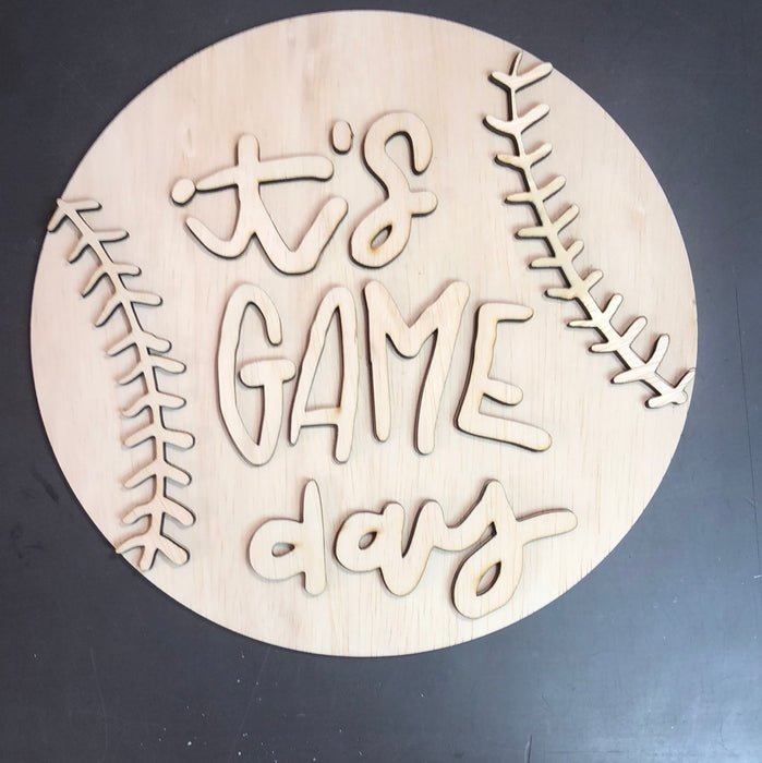 3D Baseball It's Game Day Wreath Size