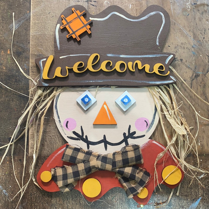 12" 3D Stacked Scarecrow Wreath Size Sign