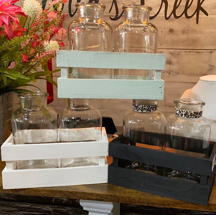 Farmhouse Crate with 2 Jars