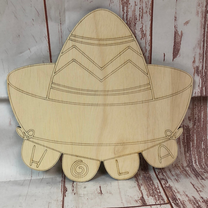 HOLA Sombrero Wreath Size Sign Blank
