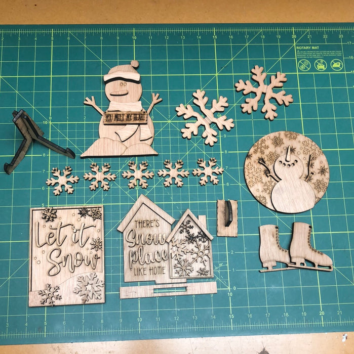 SNOWMAN TIERED TRAY SET (UNPAINTED)