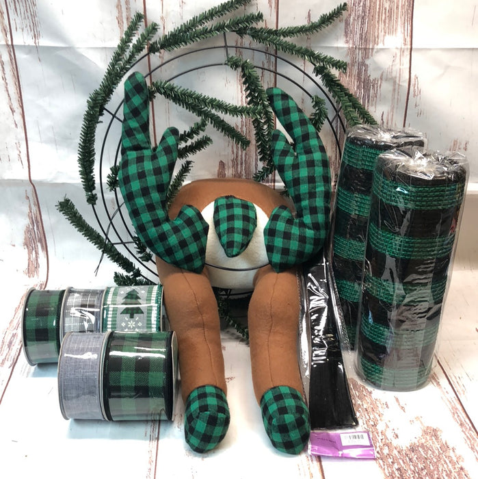 Reindeer Butt Wreath Kit Black/Green