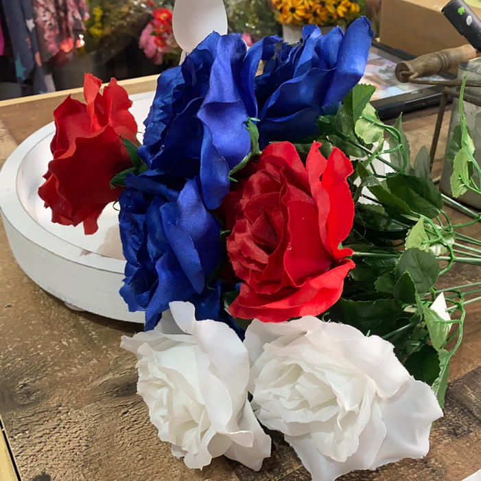 Red White Blue Rose Bunch
