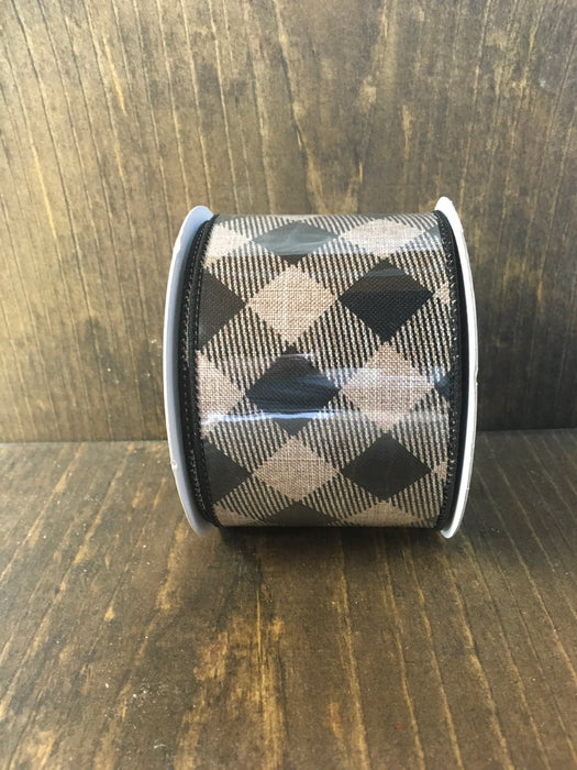 Black/Tan Check Ribbon