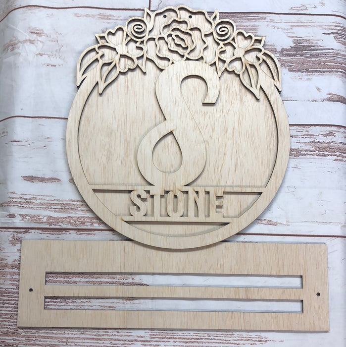 Custom Stacked Floral Name Rail Sign