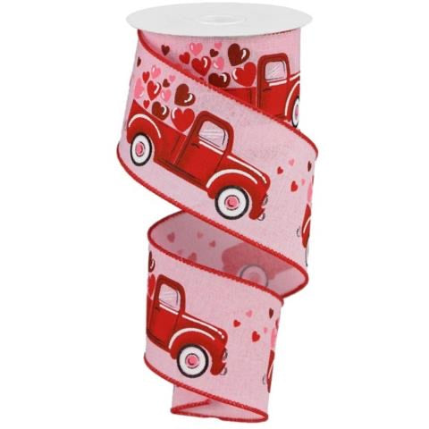 2.5 x 10 yd Truck w/ Hearts Pink/Red/Pink Royal