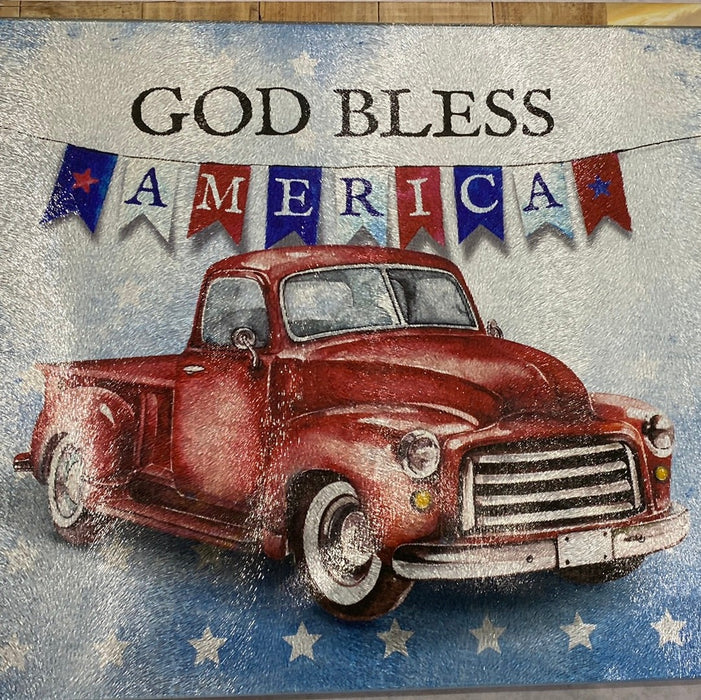 Tempered Glass GOD BLESS AMERICA Cutting Board