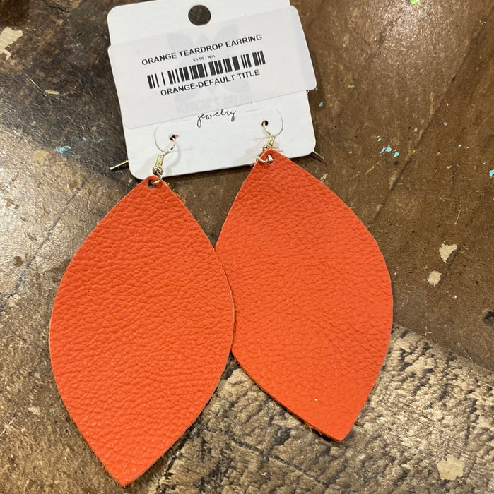 ORANGE LEATHER EARRING