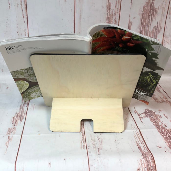 WOOD BOOK/COOKBOOK STAND (UNPAINTED)