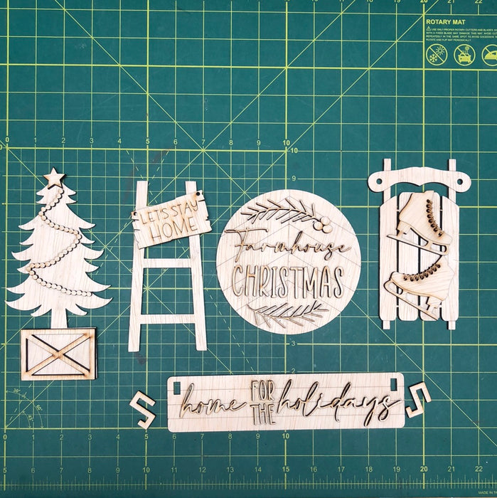 Farmhouse Christmas Cutouts for Wagon Shelf Sitter (UNPAINTED)