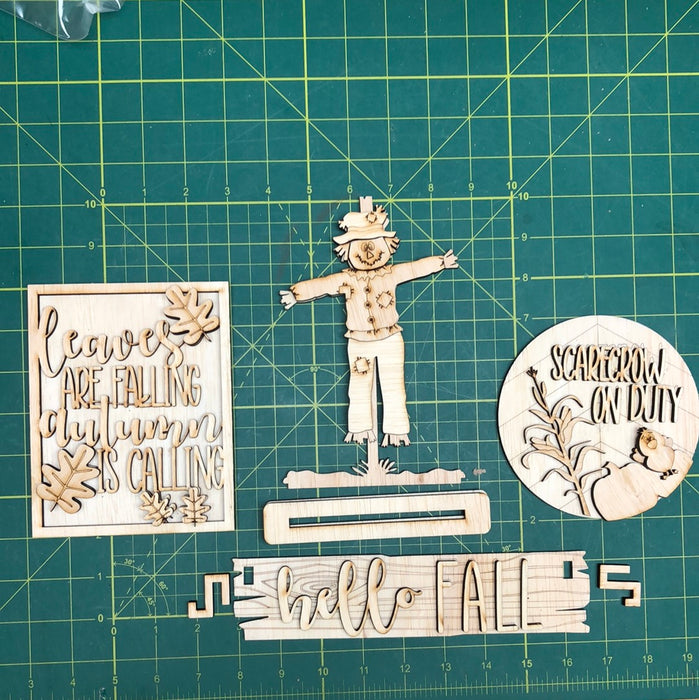 Happy Fall Scarecrow on Duty Cutouts for Wagon Shelf Sitter (UNPAINTED)
