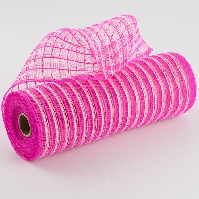 10.5 x 10 yd Jute Poly Dark Pink/White Mesh