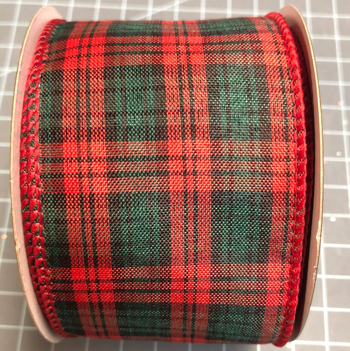 2.5"X10yd RED/GREEN PLAID RIBBON