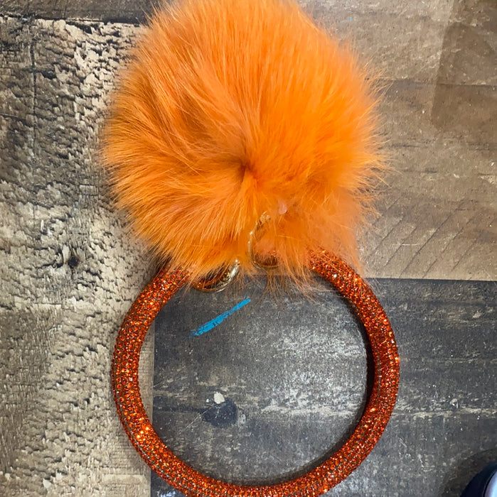 POM POM KEY CHAIN WITH BEAD BRACELET