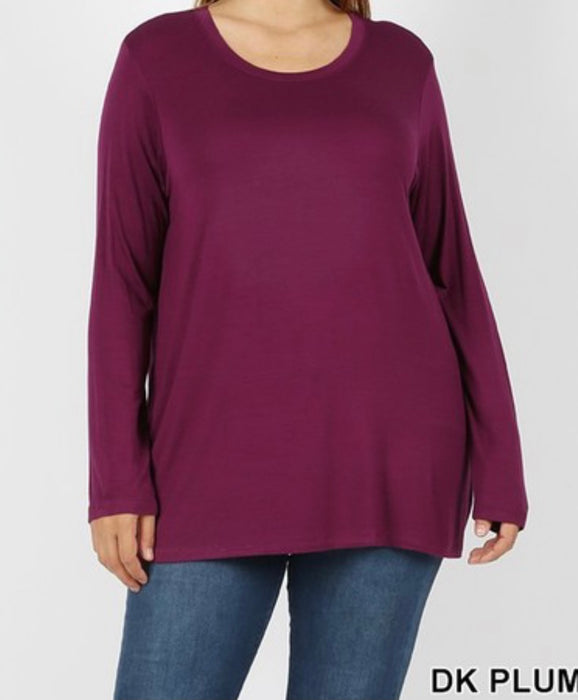 PLUS PREMIUM RAYON LONG SLEEVE ROUND NECK TEE (G'OOD QUALITY MISSY T-SHIRTS)