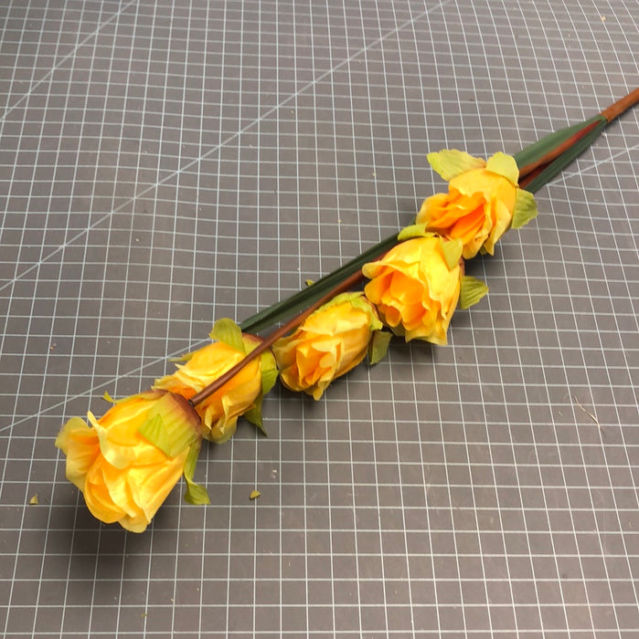 LARGE YELLOW ROSE BUD STEM 34 INCH