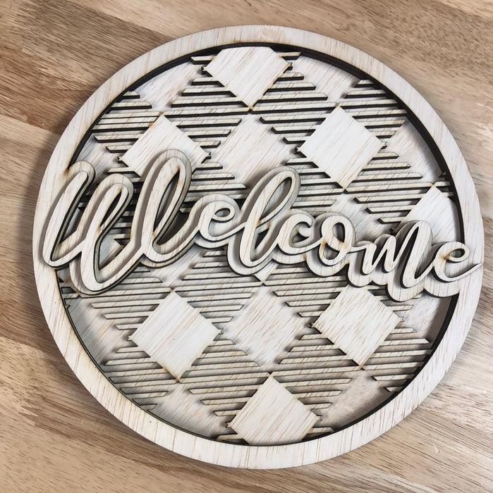 10" Buffalo Plaid Welcome Sign UNPAINTED