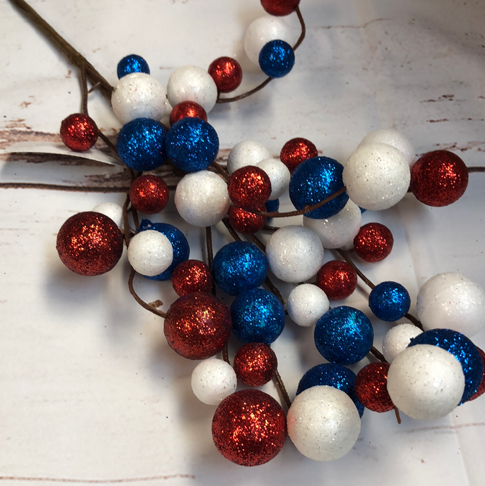 Red/White/Blue Glitter Ball Pick