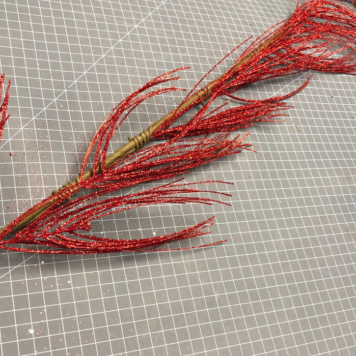 5' RED PINE GLITTER GARLAND