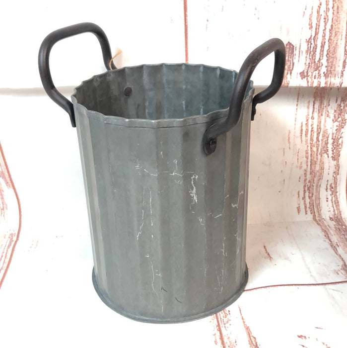 ROUND GALVANIZED CONTAINER WITH HANDLES