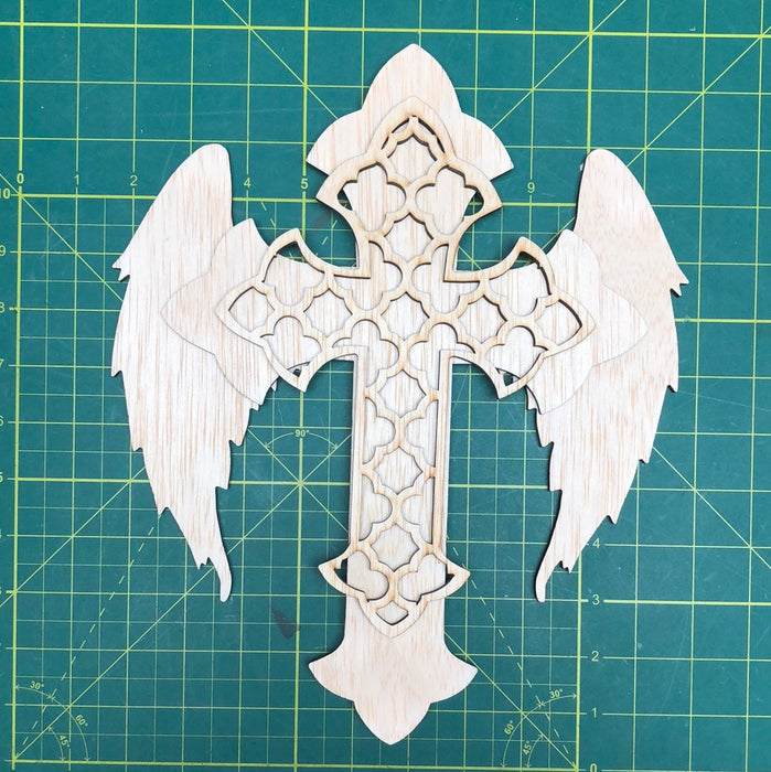 Double Cross with Angel Wings Wreath Size