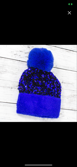 Sequin Fur Pom Fashion Beanie