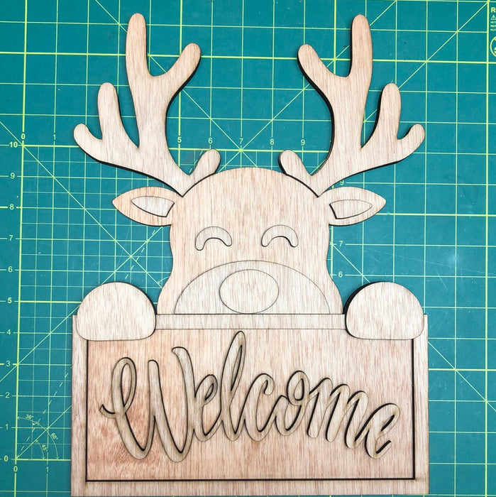 REINDEER WELCOME STACKED SIGN