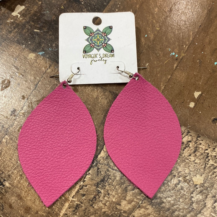 PINK LEATHER EARRING