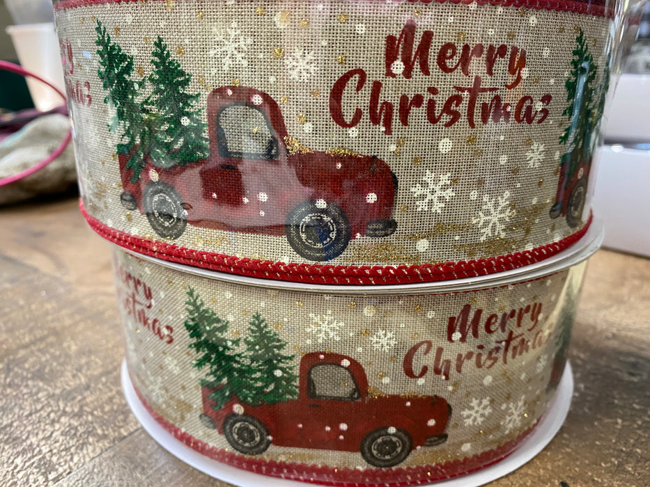 Red Christmas Truck w/Tree 2.5" x 50 yd