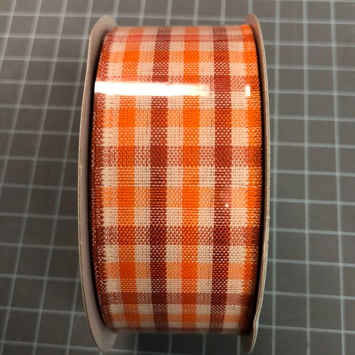 Orange/Tan/Rust Gingham Check 1.5"