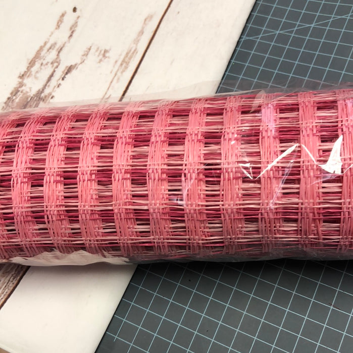 21" POLY BURLAP WINDOW PANE MESH  PINK