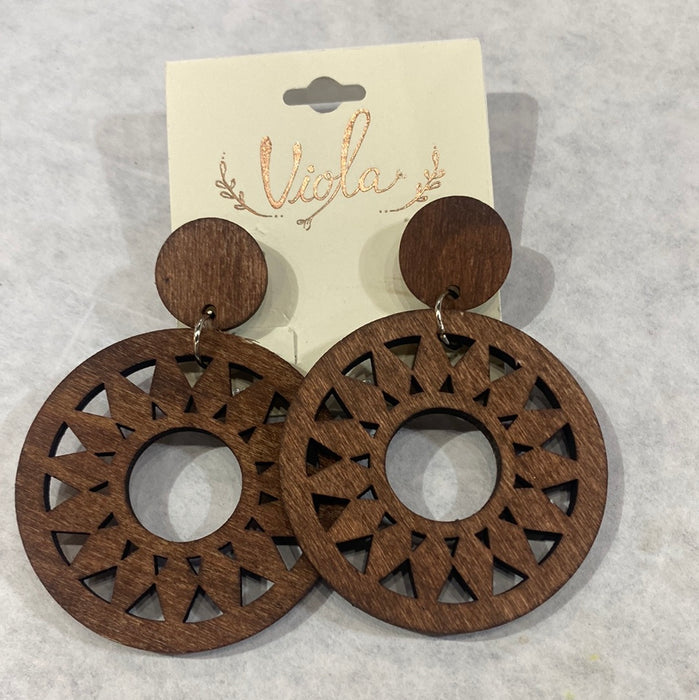WALNUT CUTOUT EARRING