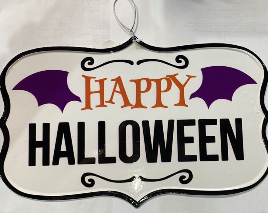 HAPPY HALLOWEEN METAL SIGN 7.5 X 12"