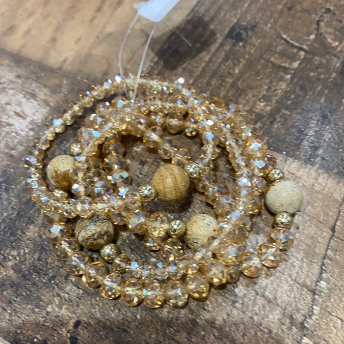 CHAMPAGNE BEADED STRETCH BRACELET