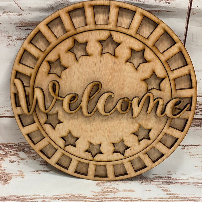 10" Stars and Stripes WELCOME SIGN UNPAINTED