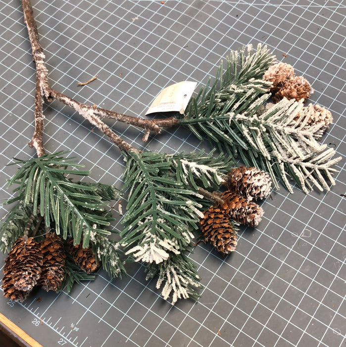 30" SNOW PINE AND CONE SPRAY