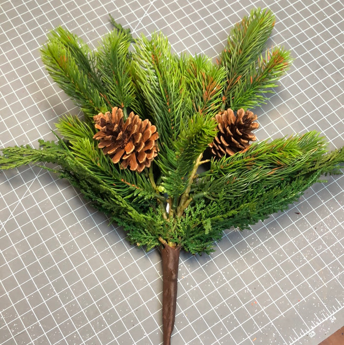 17" PINE AND PINECONE GREENERY BUSH