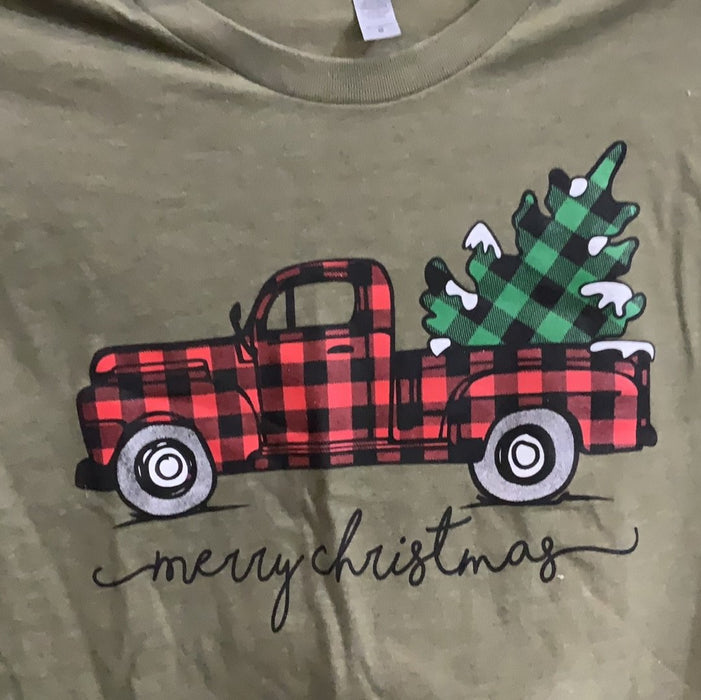 MERRY CHRISTMAS TRUCK NEXT LEVEL T-SHIRT TAN