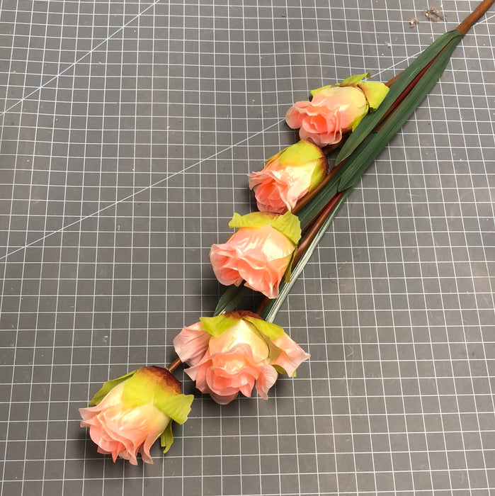LARGE PEACH ROSE BUD STEM 34 INCH