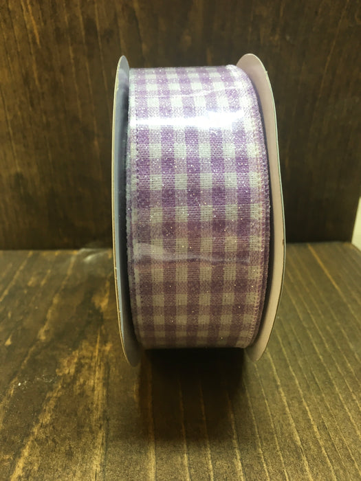 Glittered Woven Gingham Check Lavendar