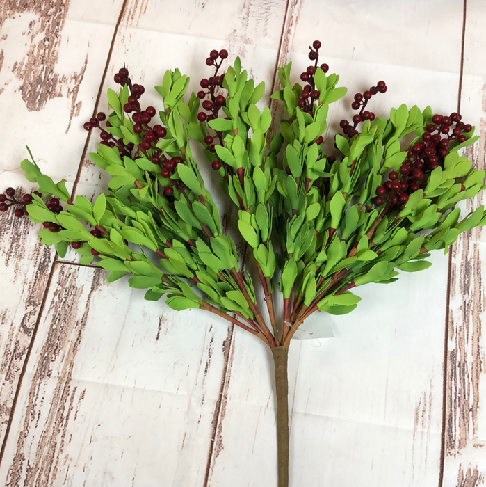 Red Berry/Green Foam Leaf Bush