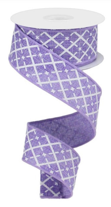 1.5 “ x 10 yd Glittered Argyle on Royal