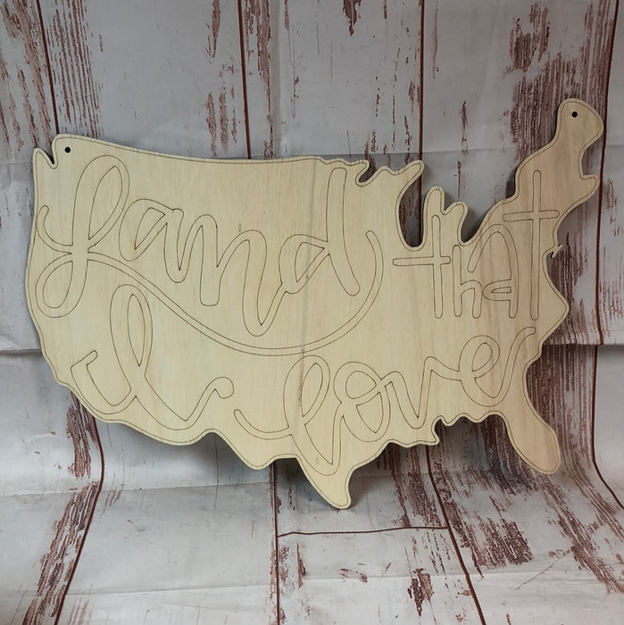 US LAND THAT I LOVE Door Hanger with Paint Lines (UNPAINTED)
