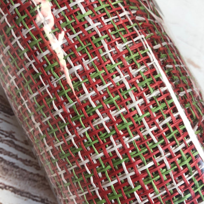 21" POLY BURLAP MESH RED/GREEN/WHITE CHECK